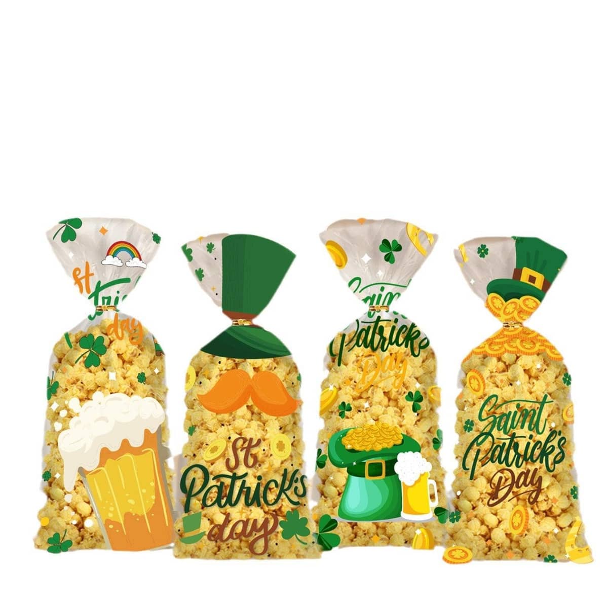 St Patrick's Day Goodie Bags - Beer Mug and Green Hat Designs, Pack of 150