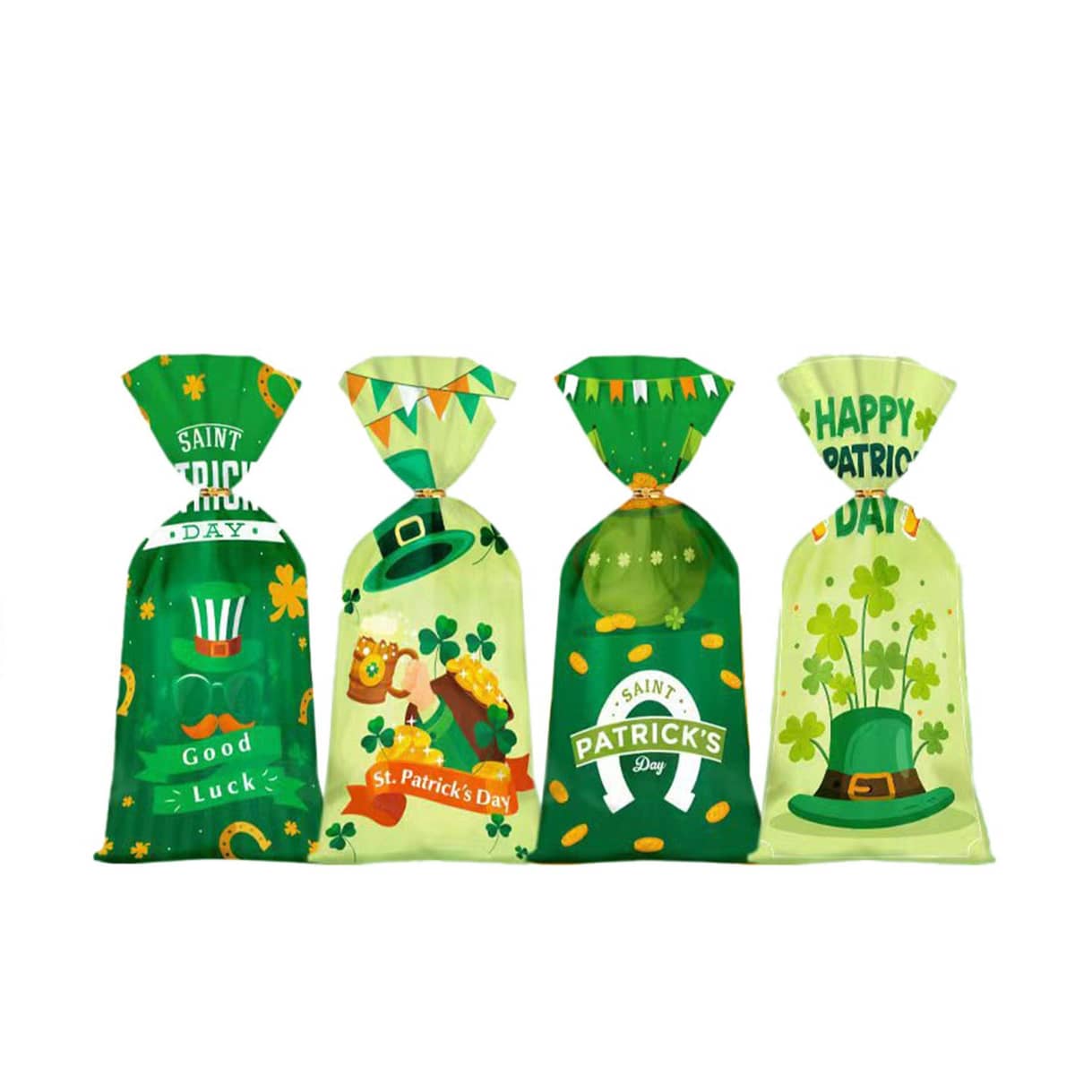 St Patrick's Day Goodie Bags - Green Hat and Horseshoe Designs, Pack of 150