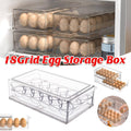Stackable 18 Egg Storage Box Drawer for Fridge and Kitchen - Clear