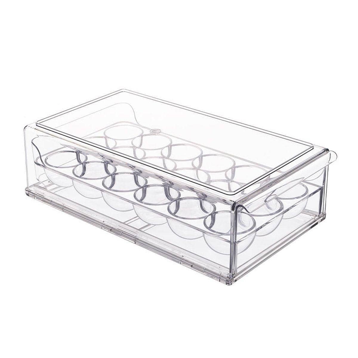 Stackable 18 Egg Storage Box Drawer for Fridge and Kitchen - Clear - view 2