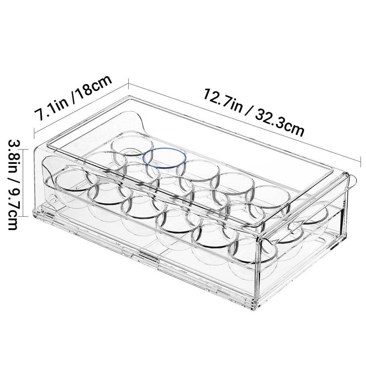 Stackable 18 Egg Storage Box Drawer for Fridge and Kitchen - Clear - view 3