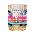 Stackable Beaded Bracelet Set - Letter and Disc Beads, Pack of 14