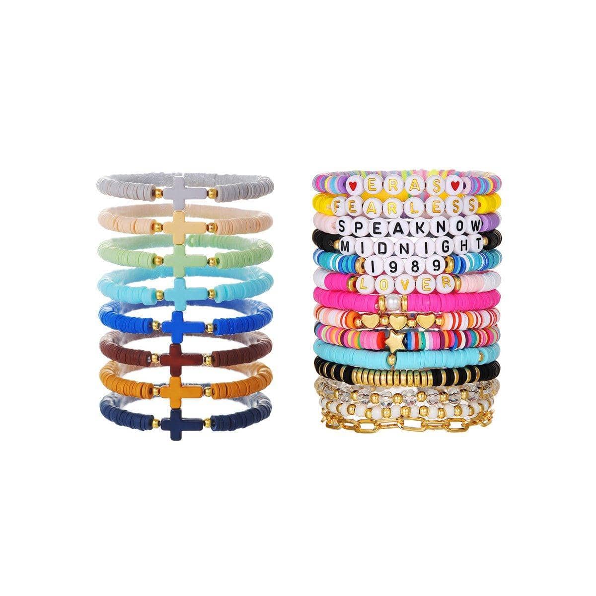 Stackable Cross Bead Bracelet Set - Pack of 8 - view 3