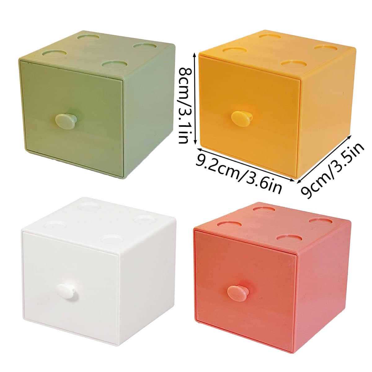 Stackable Desktop Storage Drawer Boxes, Set of 2 - Coral Pink - view 4