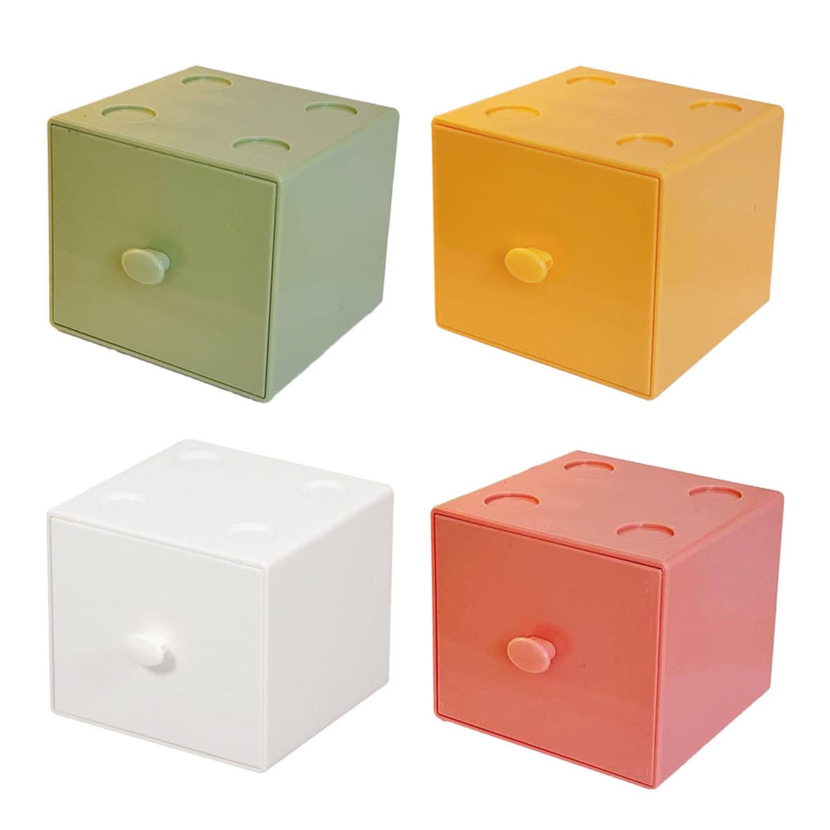 Stackable Desktop Storage Drawer Boxes, Set of 2 - Yellow - view 3