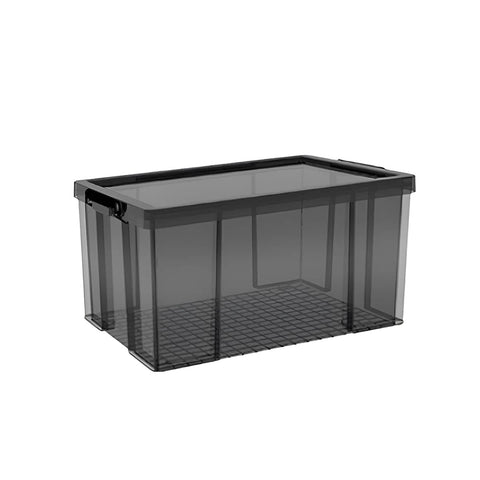 Stackable Plastic Storage Box with Clear Front and Lid - 50L, 51.5 x 37.5 x 31.5 cm