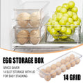 Stackable Refrigerator Egg Storage Box with Lid, Holds 14 Eggs