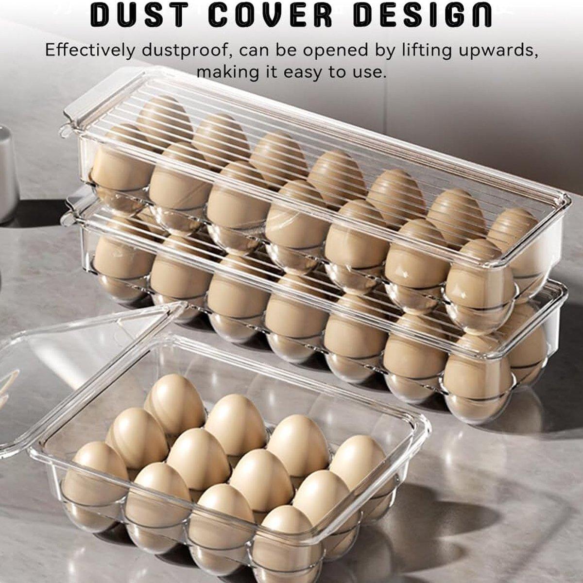 Stackable Refrigerator Egg Storage Box with Lid, Holds 14 Eggs - view 4