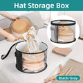 Stackable Round Hat Storage Bag with Clear Window and Handles - Grey - view 2