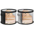 Stackable Round Hat Storage Bag with Clear Window and Handles - Grey - view 3