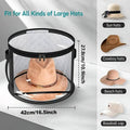Stackable Round Hat Storage Bag with Clear Window and Handles - Grey - view 4