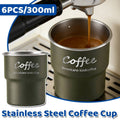 Stackable Stainless Steel Camping Cups 300ml, Set of 6 - Army Green
