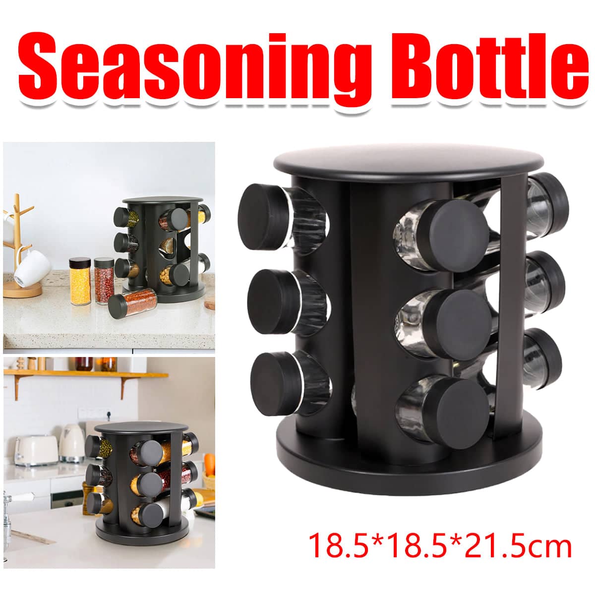 Stainless Steel 9 Jar Spice Rack Set with Seasoning Jars