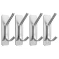 Stainless Steel Adhesive Hooks, Pack of 4 - Silver