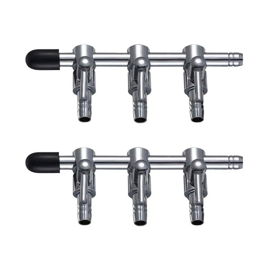 Stainless Steel Aquarium Air Pump Splitter Valve - 3 Outlets, Pack of 2