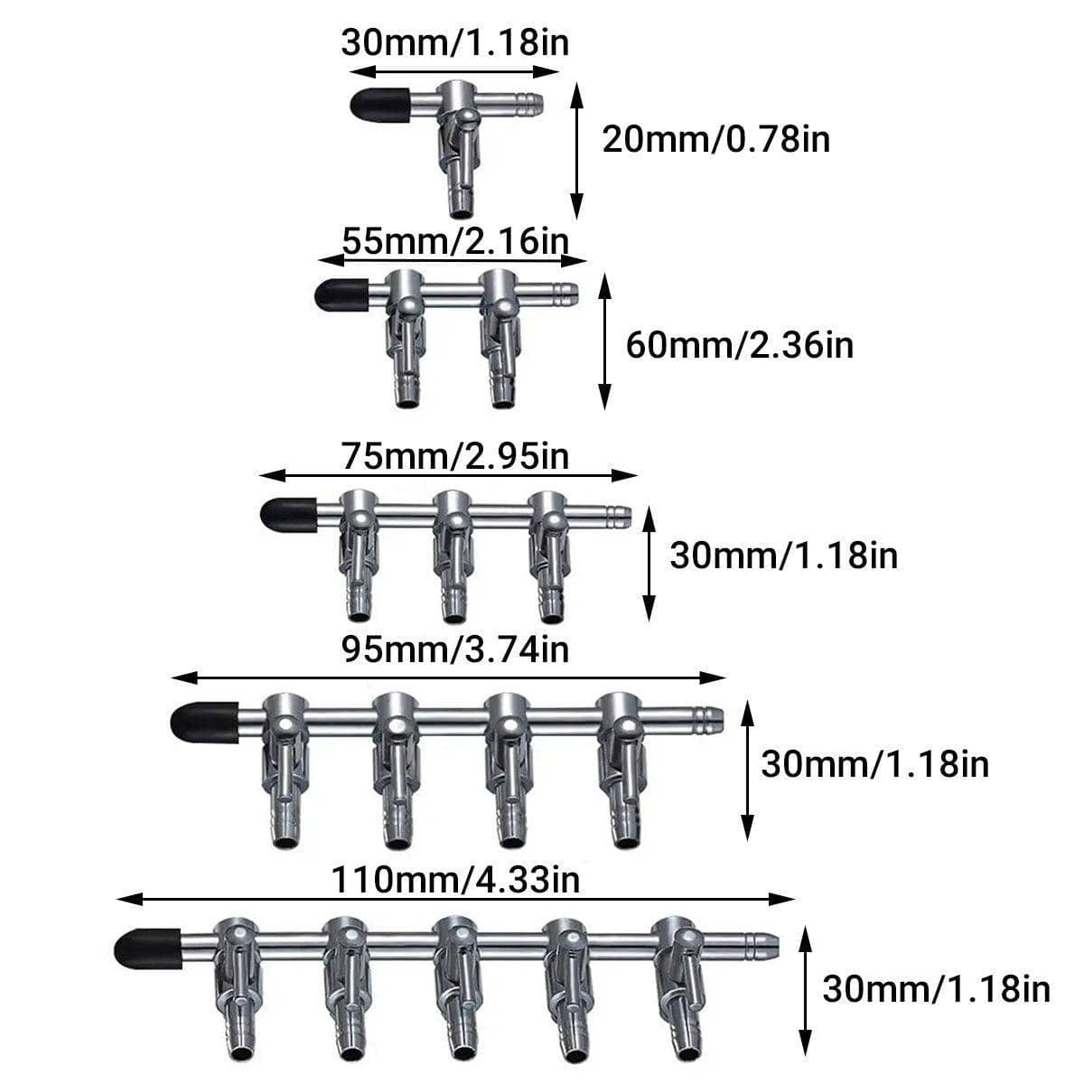 Stainless Steel Aquarium Air Pump Splitter Valve - 4 Outlets, Pack of 2 - view 4