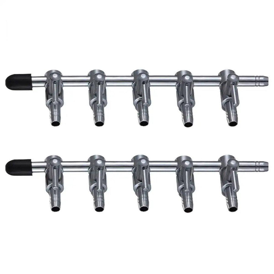Stainless Steel Aquarium Air Pump Splitter Valve - 5 Outlets, Pack of 2
