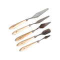 Stainless Steel Artist Palette Knife Set of 5 for Oil and Acrylic Painting - Natural Wood Handle
