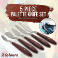 Stainless Steel Artist Palette Knife Set of 5 for Oil and Acrylic Painting - Natural Wood Handle - view 2
