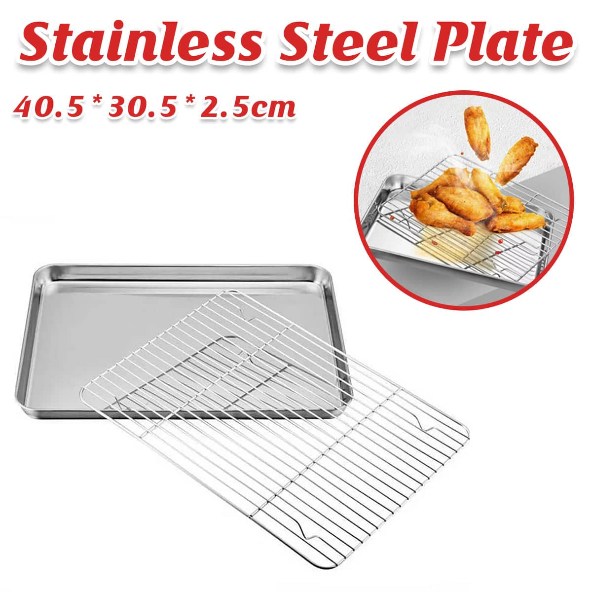Stainless Steel Baking Tray with Cooling Rack Set, Cookie Oven Sheet Pan