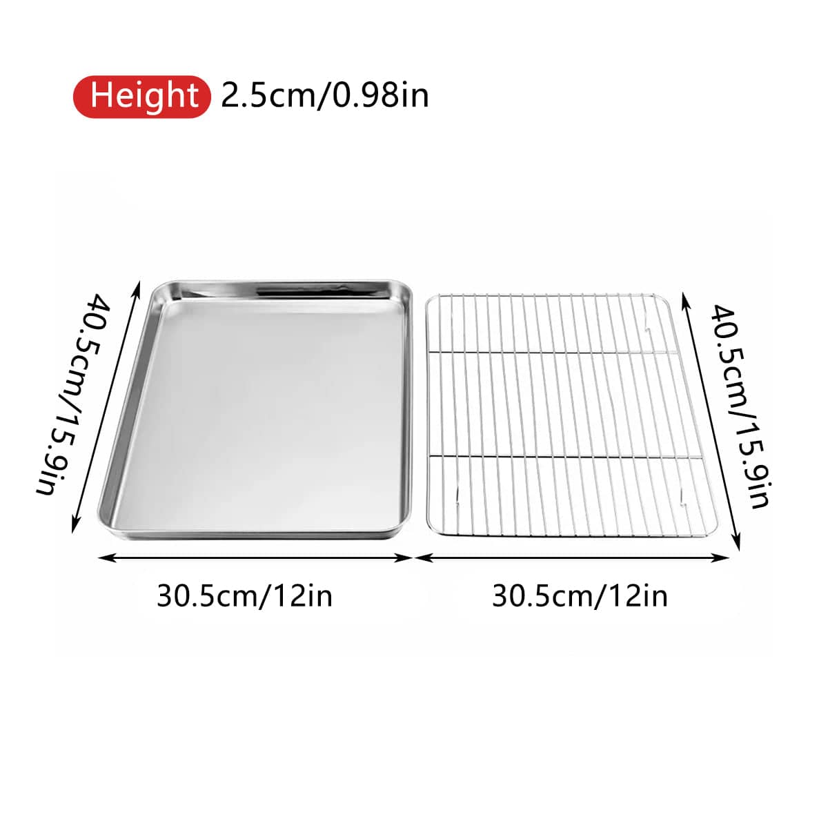 Stainless Steel Baking Tray with Cooling Rack Set, Cookie Oven Sheet Pan - view 3