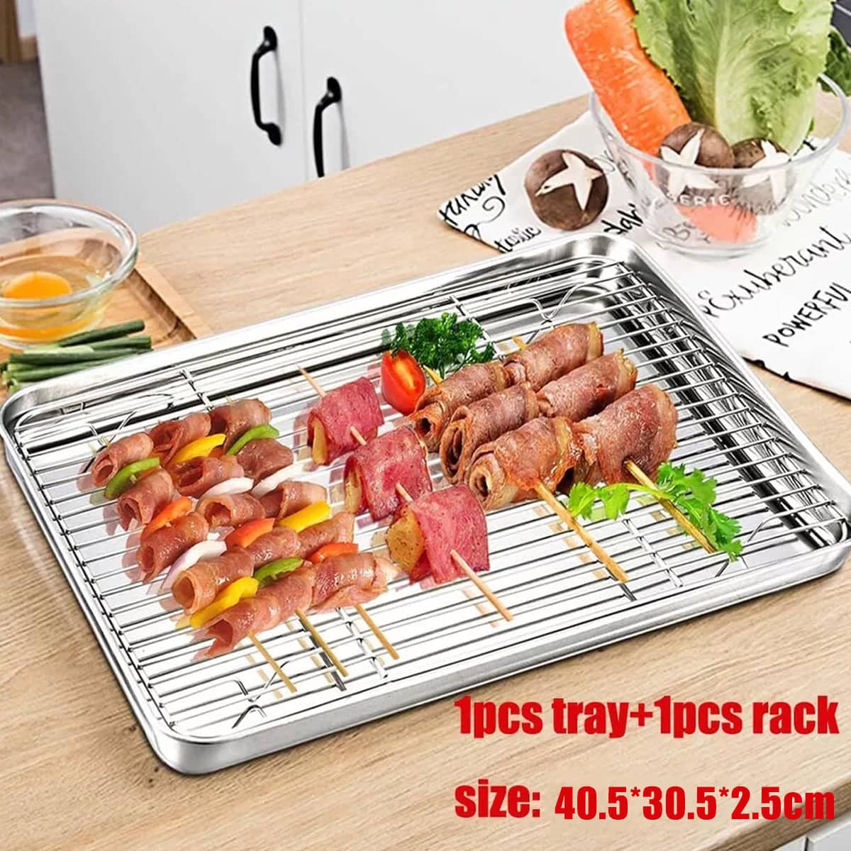 Stainless Steel Baking Tray with Cooling Rack Set, Cookie Oven Sheet Pan - view 4