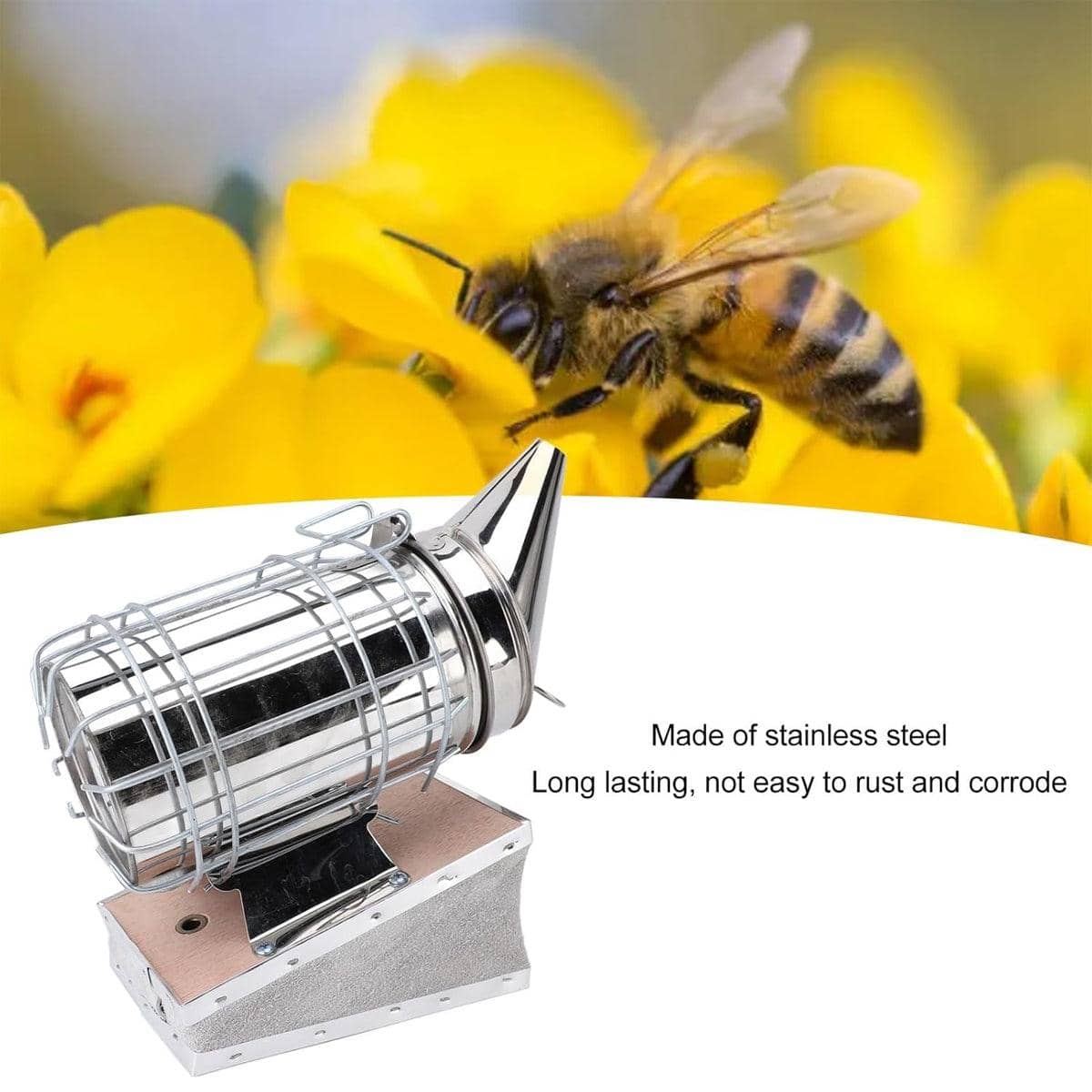 Stainless Steel Beekeeping Smoker with Cowhide Cover - view 5