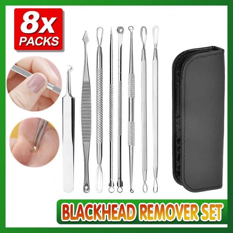 Stainless Steel Blackhead Remover Tool Kit with Case - Set of 8
