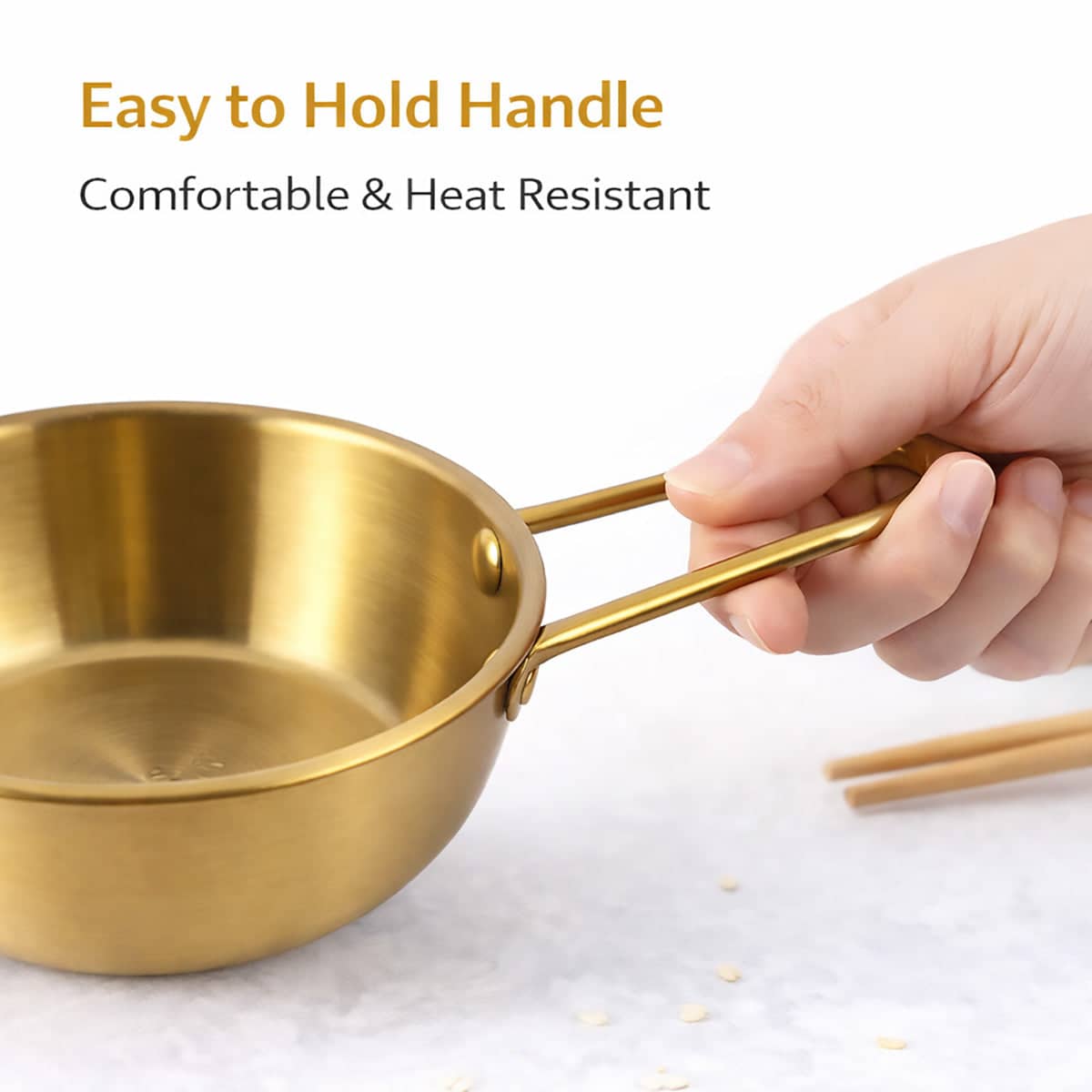 Stainless Steel Bowl with Handle Set of 10 Gold 400 ml Korean Condiment Dish - view 5