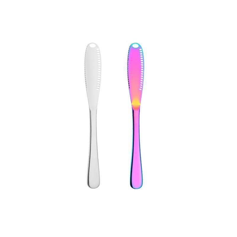 Stainless Steel Butter Knife Serrated Edge Spreader Cutter Grater - Rainbow - view 3
