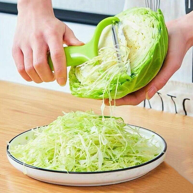 Stainless Steel Cabbage Peeler with Wide Blade - Green Handle - view 4
