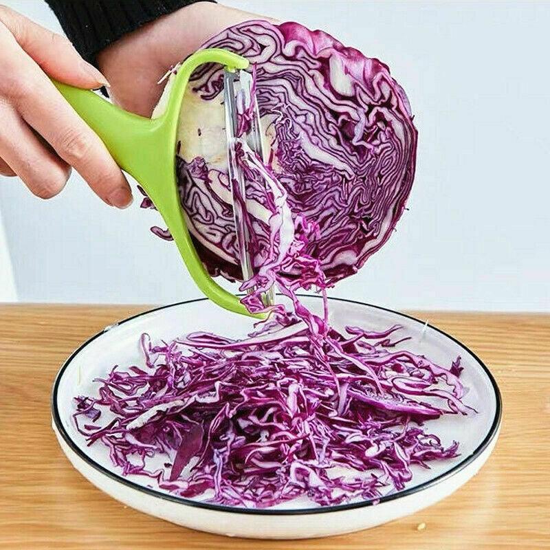 Stainless Steel Cabbage Peeler with Wide Blade - Green Handle - view 5
