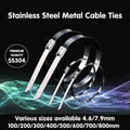 Stainless Steel Cable Ties, 304 Marine Grade - 4.6 x 600mm, Pack of 20 - view 2