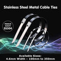 Stainless Steel Cable Ties - 4.6 x 300 mm, Pack of 200 - view 2