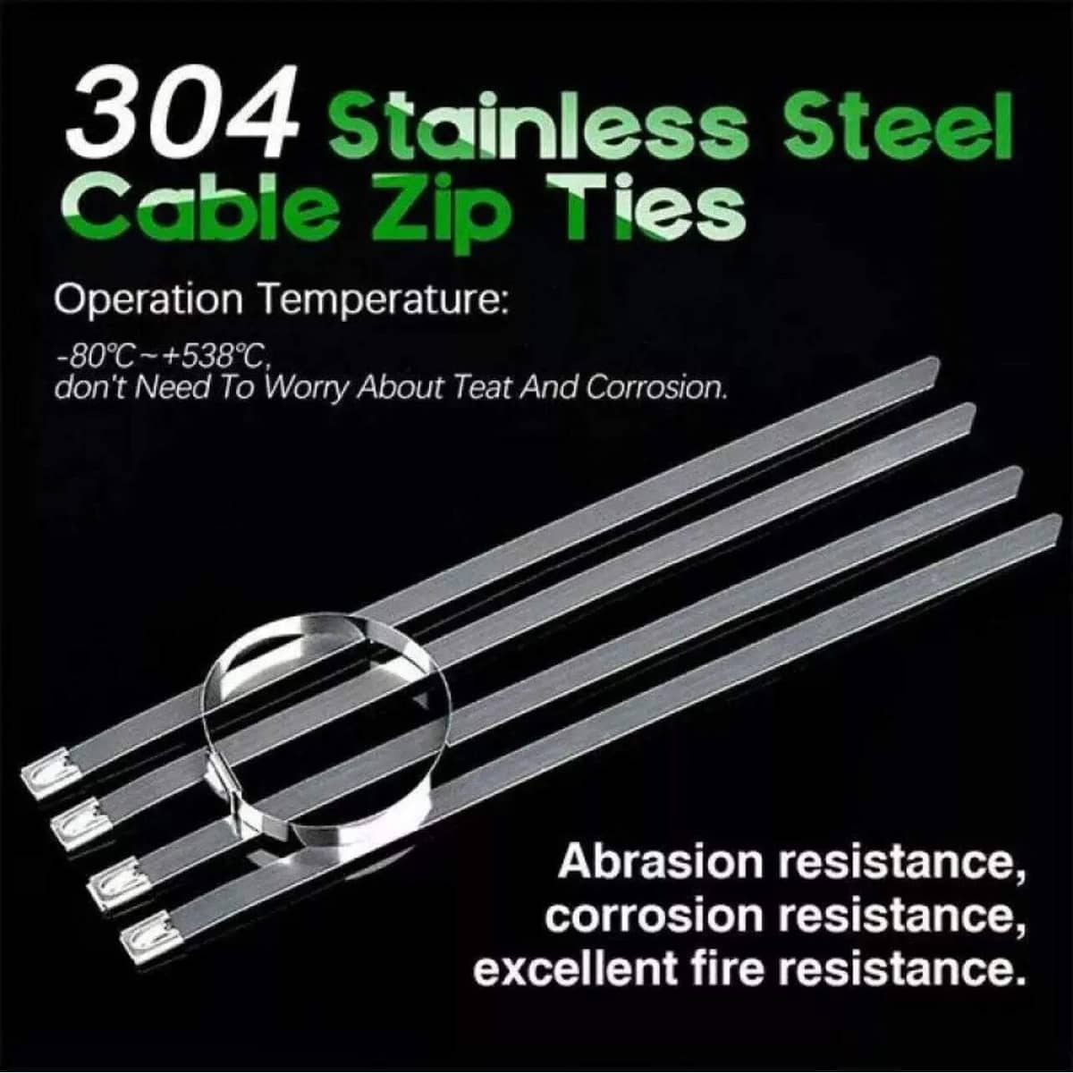 Stainless Steel Cable Ties Marine Grade 304 - 4.6 x 250 mm, Pack of 50 - view 5