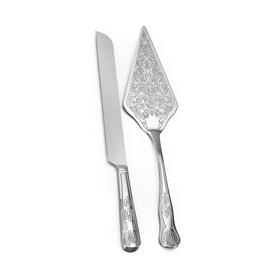 Stainless Steel Cake Knife and Scoop Set - Silver