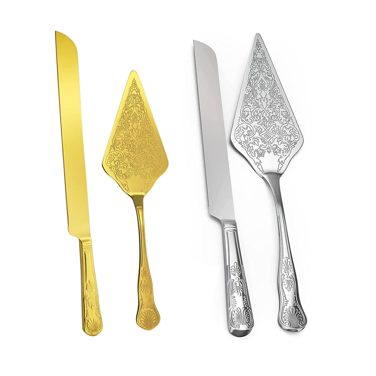 Stainless Steel Cake Knife and Scoop Set - Silver - view 3