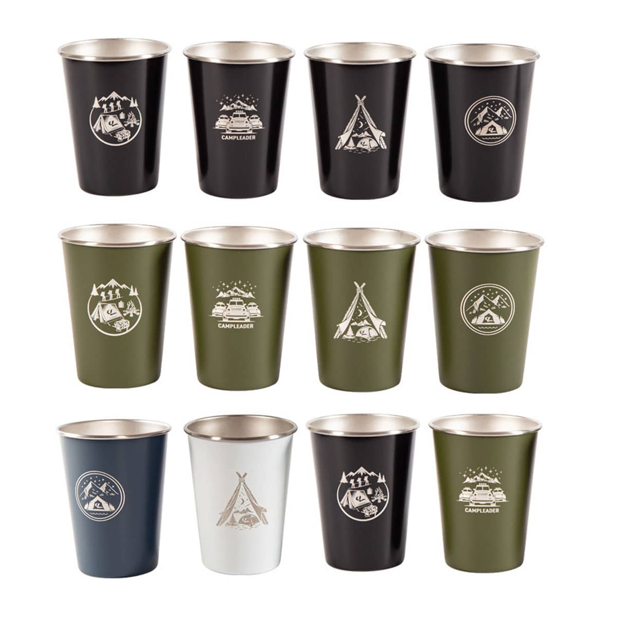 Stainless Steel Camping Cup Set of 4 with Storage Bag - Black - view 3