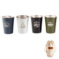 Stainless Steel Camping Cup Set of 4 with Storage Bag - Mixed Colours