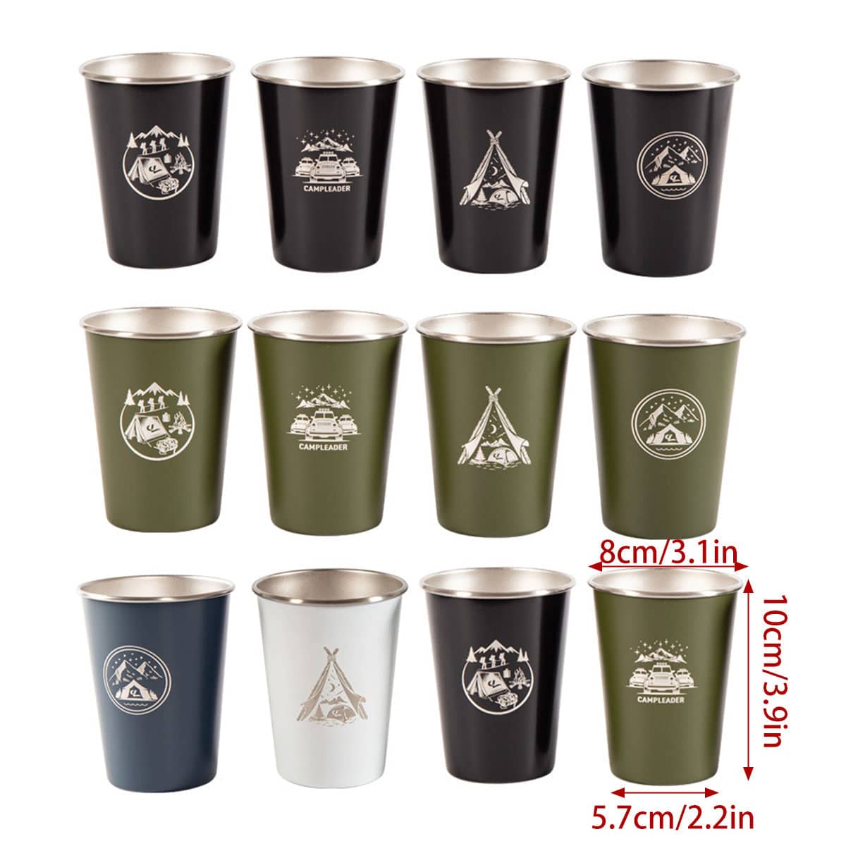 Stainless Steel Camping Cup Set of 4 with Storage Bag - Mixed Colours - view 4