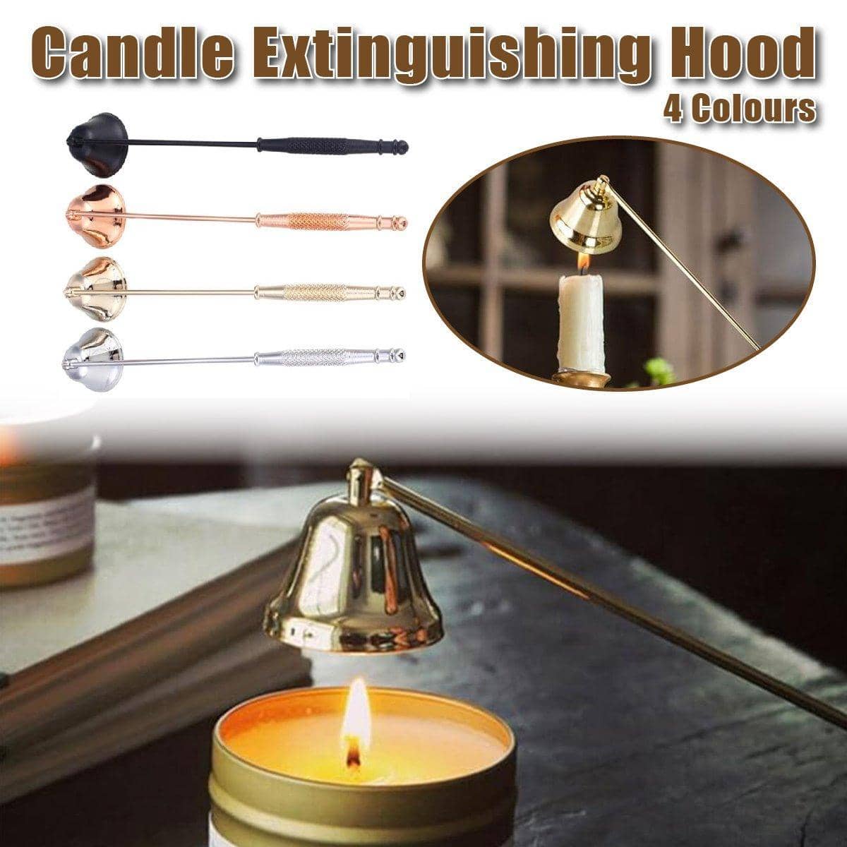 Stainless Steel Candle Snuffer with Bell Hood - Rose Gold - view 2