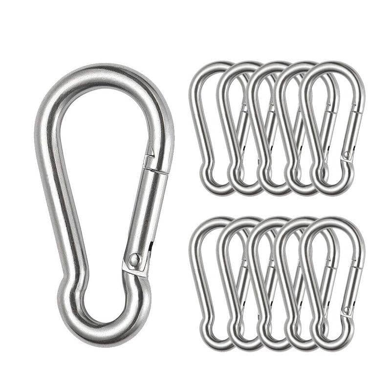 Stainless Steel Carabiner Snap Hooks with Screw Locks, Pack of 10 - view 2