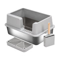 Stainless Steel Cat Litter Box - 20L Semi-Enclosed with Anti-Tracking Pedal - view 2