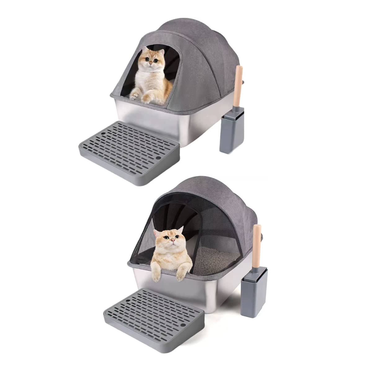 Stainless Steel Cat Litter Box with Cloth Cover - Half Cover - view 3