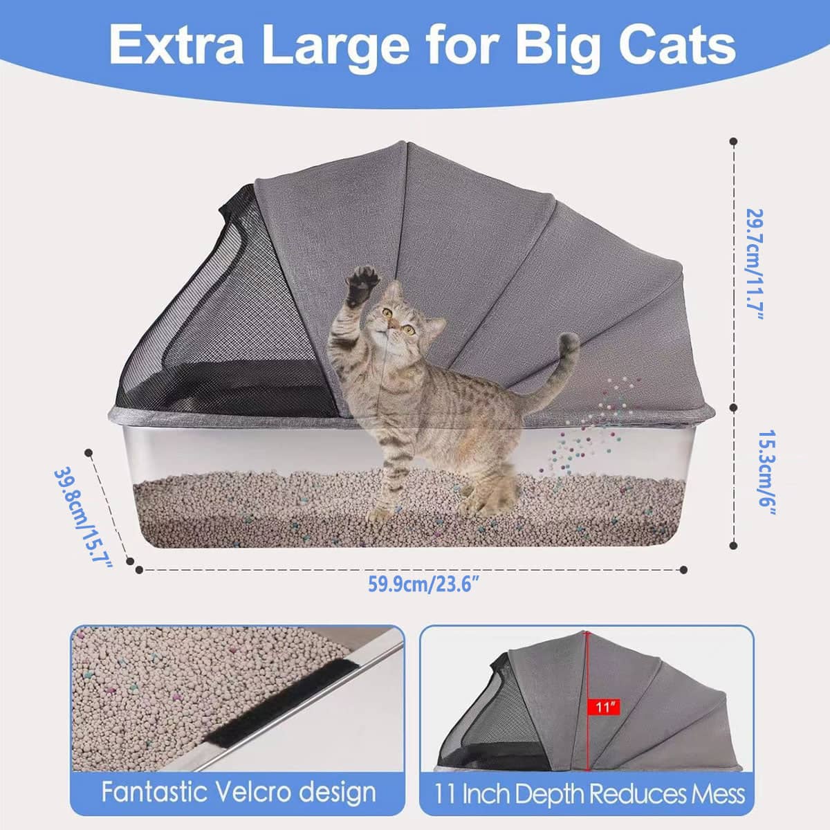 Stainless Steel Cat Litter Box with Cloth Cover - Half Cover - view 4