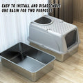 Stainless Steel Cat Litter Box with Flip Cover, 62 x 40 x 38cm - Grey - view 5