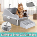 Stainless Steel Cat Litter Box Semi-Closed Design with Anti-Splash Edges
