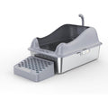 Stainless Steel Cat Litter Box Semi-Closed Design with Anti-Splash Edges - view 2