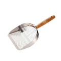Stainless Steel Cat Litter Shovel with Wooden Handle, 15.5 x 13.3 cm Scoop - Silver