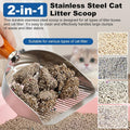 Stainless Steel Cat Litter Shovel with Wooden Handle, 15.5 x 13.3 cm Scoop - Silver - view 2